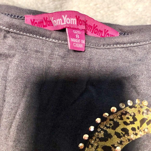 Girl’s Yom Yom Gray Jeweled LOVE Shirt Size 8 - Picture 2 of 10